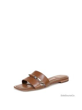 Suede Piper Slide Flat Slide Sandals Square Toe Leather Sole Slip On